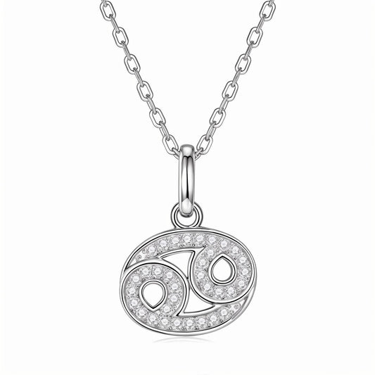 Zodiac Customized Moissanite Pendant Necklace of 'Cancer' in Channel Pave Setting - La Pretti
