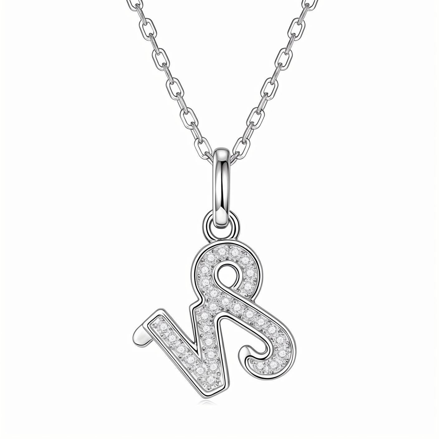 Zodiac Customized Moissanite Pendant Necklace of 'Capricorn' in Channel Pave Setting - La Pretti