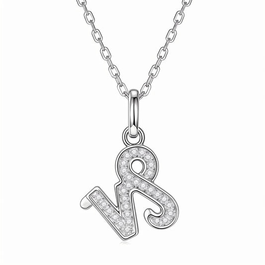 Zodiac Customized Moissanite Pendant Necklace of 'Capricorn' in Channel Pave Setting - La Pretti