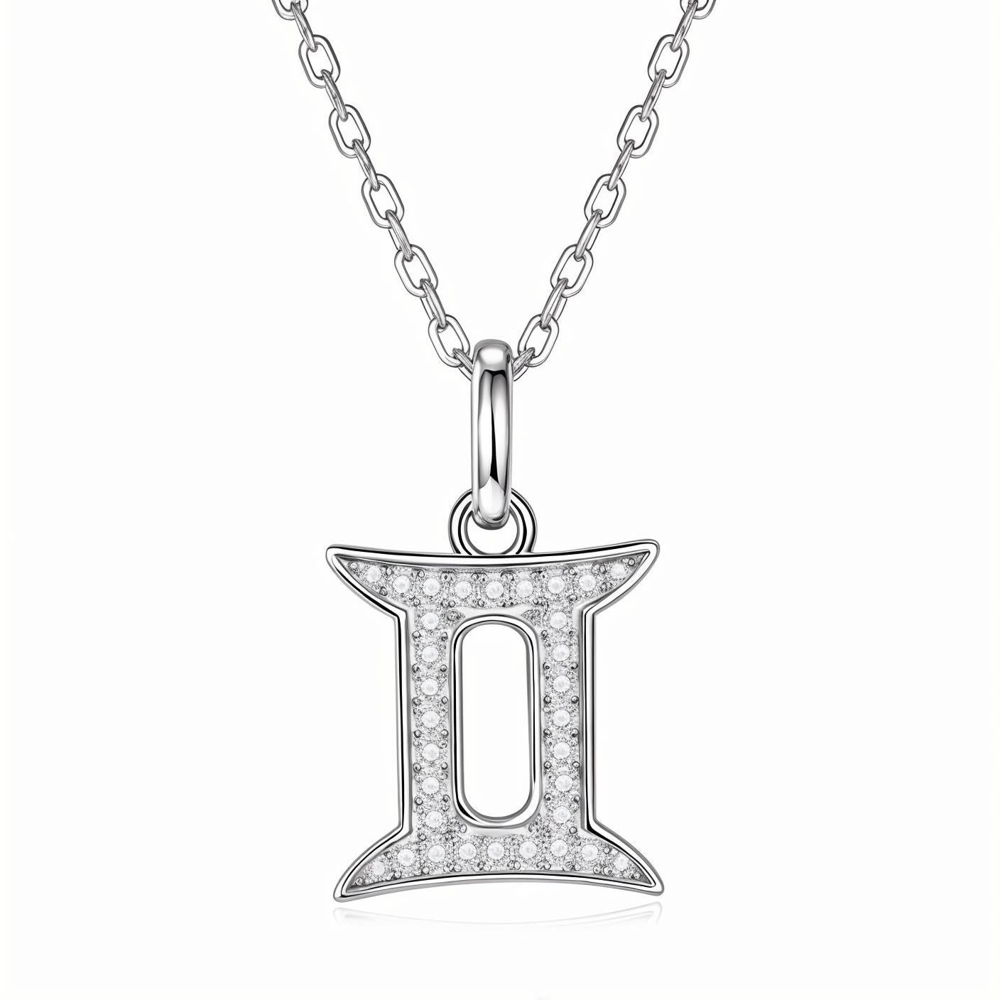 Zodiac Customized Moissanite Pendant Necklace of 'Gemini' in Channel Pave Setting - La Pretti