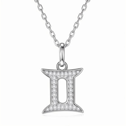 Zodiac Customized Moissanite Pendant Necklace of 'Gemini' in Channel Pave Setting - La Pretti