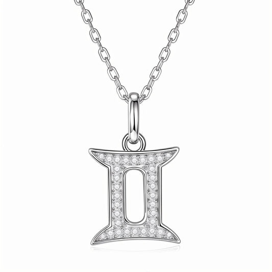 Zodiac Customized Moissanite Pendant Necklace of 'Gemini' in Channel Pave Setting - La Pretti