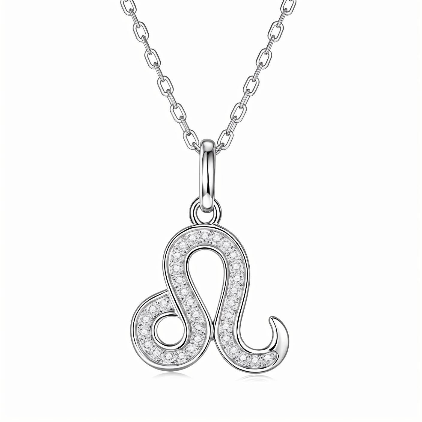 Zodiac Customized Moissanite Pendant Necklace of 'Leo' in Channel Pave Setting - La Pretti