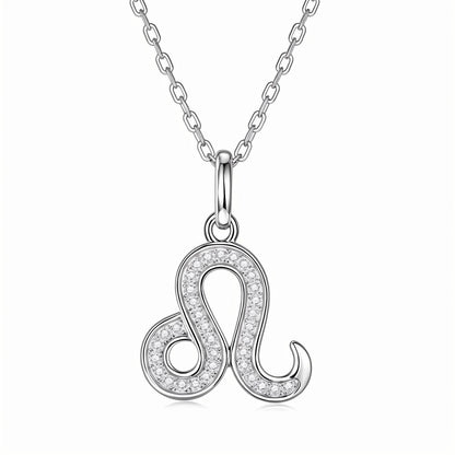 Zodiac Customized Moissanite Pendant Necklace of 'Leo' in Channel Pave Setting - La Pretti