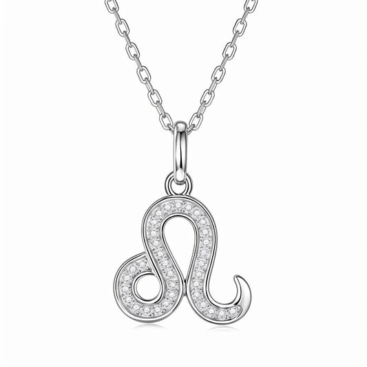 Zodiac Customized Moissanite Pendant Necklace of 'Leo' in Channel Pave Setting - La Pretti