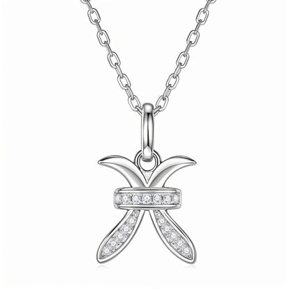 Zodiac Customized Moissanite Pendant Necklace of 'Pisces' in Channel Pave Setting - La Pretti