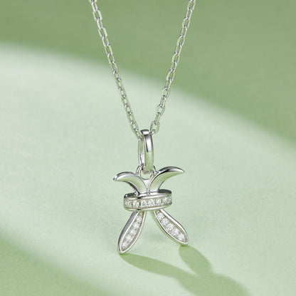 Zodiac Customized Moissanite Pendant Necklace of 'Pisces' in Channel Pave Setting - La Pretti