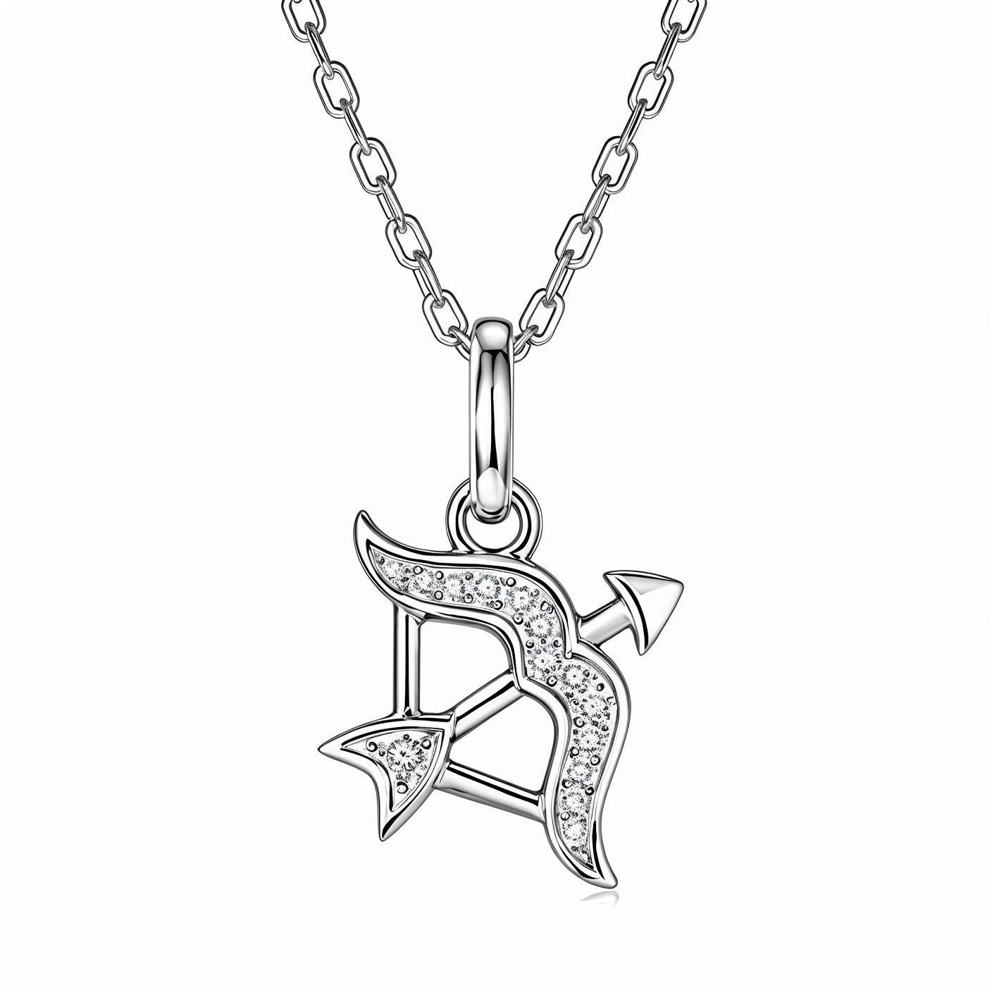 Zodiac Customized Moissanite Pendant Necklace of 'Sagittarius' in Channel Pave Setting - La Pretti
