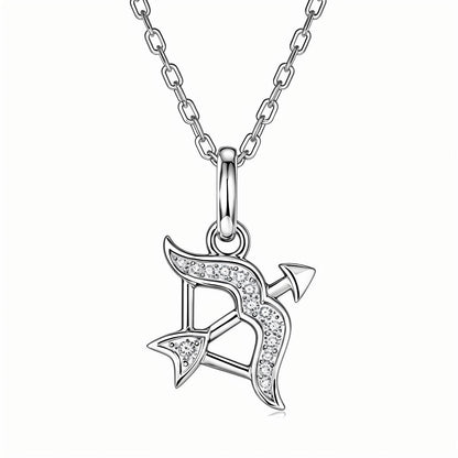 Zodiac Customized Moissanite Pendant Necklace of 'Sagittarius' in Channel Pave Setting - La Pretti