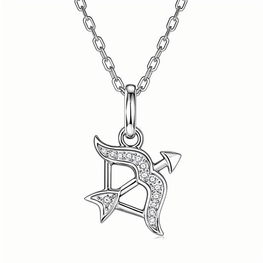 Zodiac Customized Moissanite Pendant Necklace of 'Sagittarius' in Channel Pave Setting - La Pretti