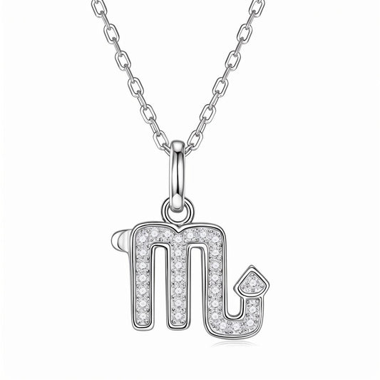 Zodiac Customized Moissanite Pendant Necklace of 'Scorpio' in Channel Pave Setting - La Pretti