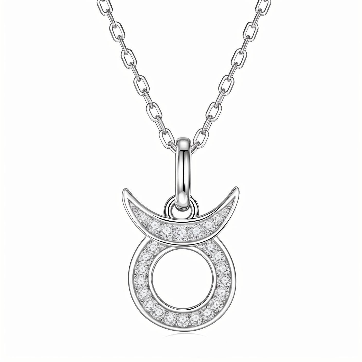 Zodiac Customized Moissanite Pendant Necklace of 'Taurus' in Channel Pave Setting - La Pretti