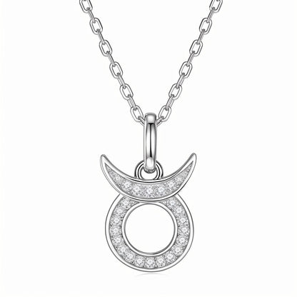 Zodiac Customized Moissanite Pendant Necklace of 'Taurus' in Channel Pave Setting - La Pretti