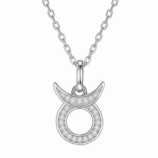 Zodiac Customized Moissanite Pendant Necklace of 'Taurus' in Channel Pave Setting - La Pretti