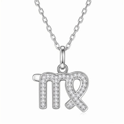 Zodiac Customized Moissanite Pendant Necklace of 'Virgo' in Channel Pave Setting - La Pretti