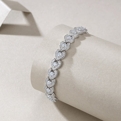 Heart Shaped Moissanite Bolo Bracelet in Pave Setting with Slider Clasp - La Pretti