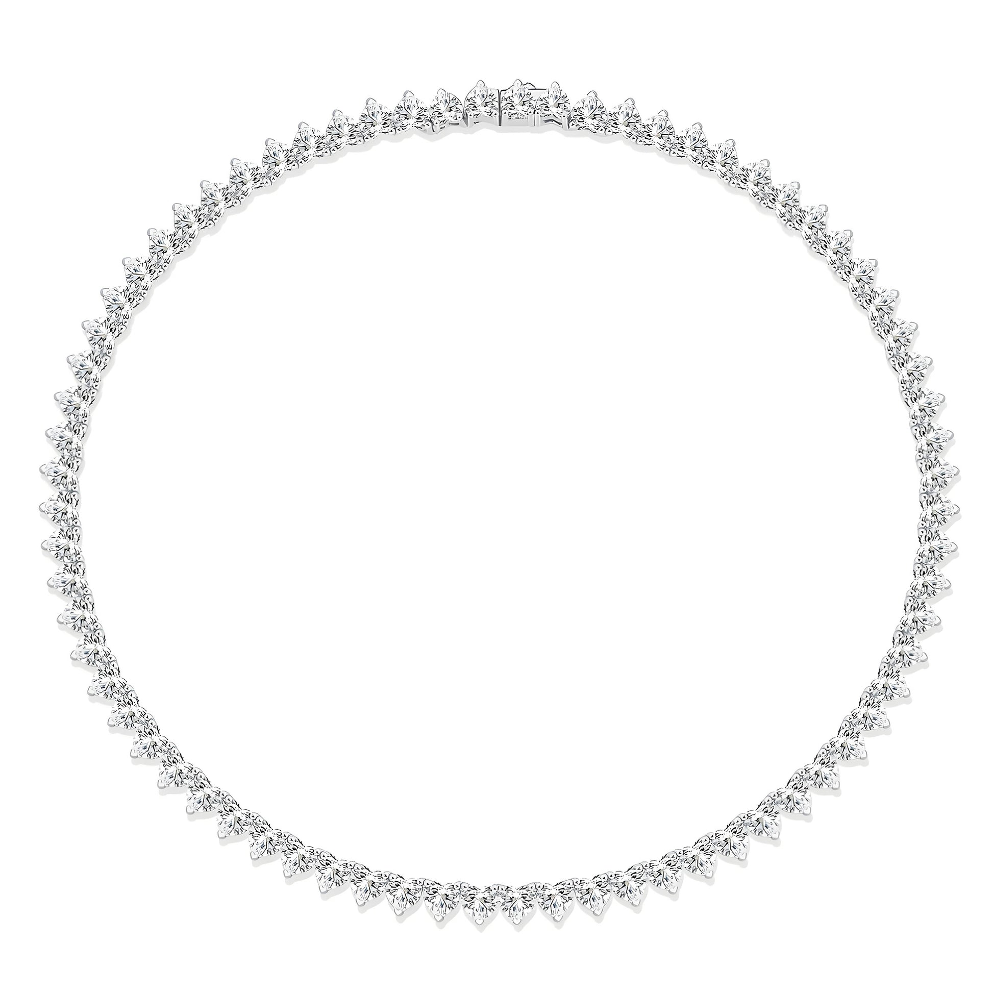 Heart Shaped Moissanite Tennis Necklace with Safety Box Clasp - La Pretti