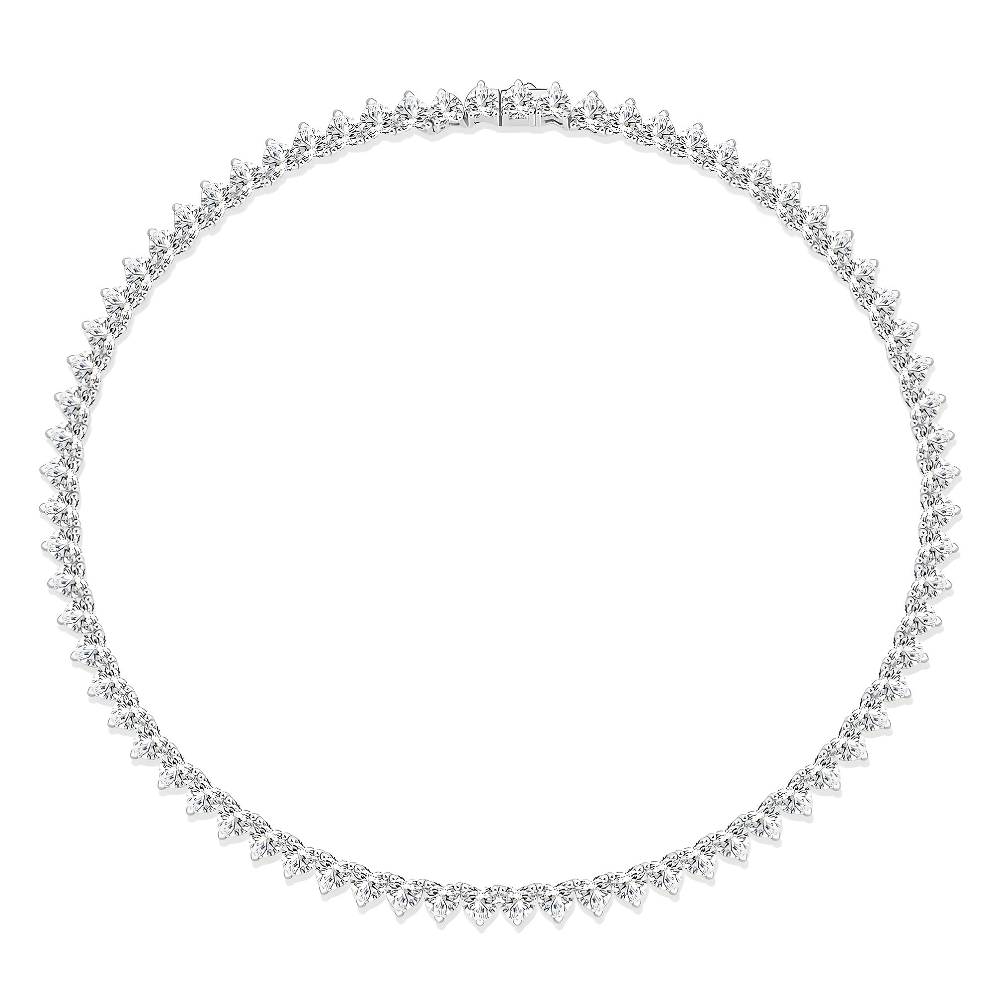 Heart Shaped Moissanite Tennis Necklace with Safety Box Clasp - La Pretti