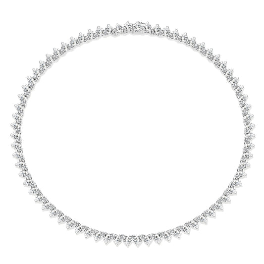 Heart Shaped Moissanite Tennis Necklace with Safety Box Clasp - La Pretti