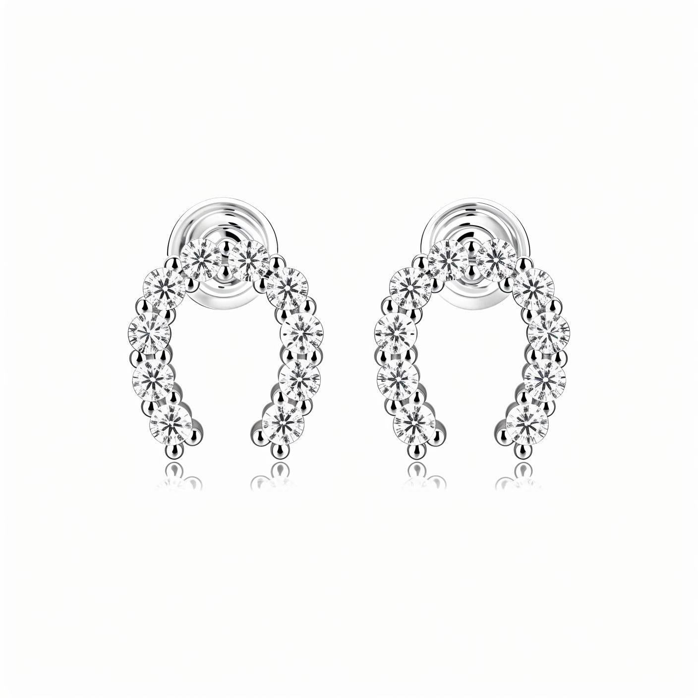 Horseshoe Stamp Moissanite Halo HSS Stud Earrings - La Pretti
