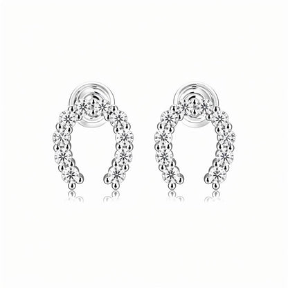 Horseshoe Stamp Moissanite Halo HSS Stud Earrings - La Pretti
