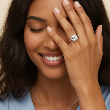 Asscher Cut Moissanite Solitaire Engagement Ring (5.5ct. ) - La Pretti