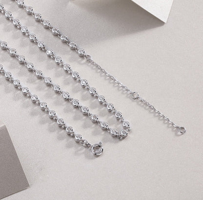 Station Moissanite Round Bezel Tennis Necklace - La Pretti