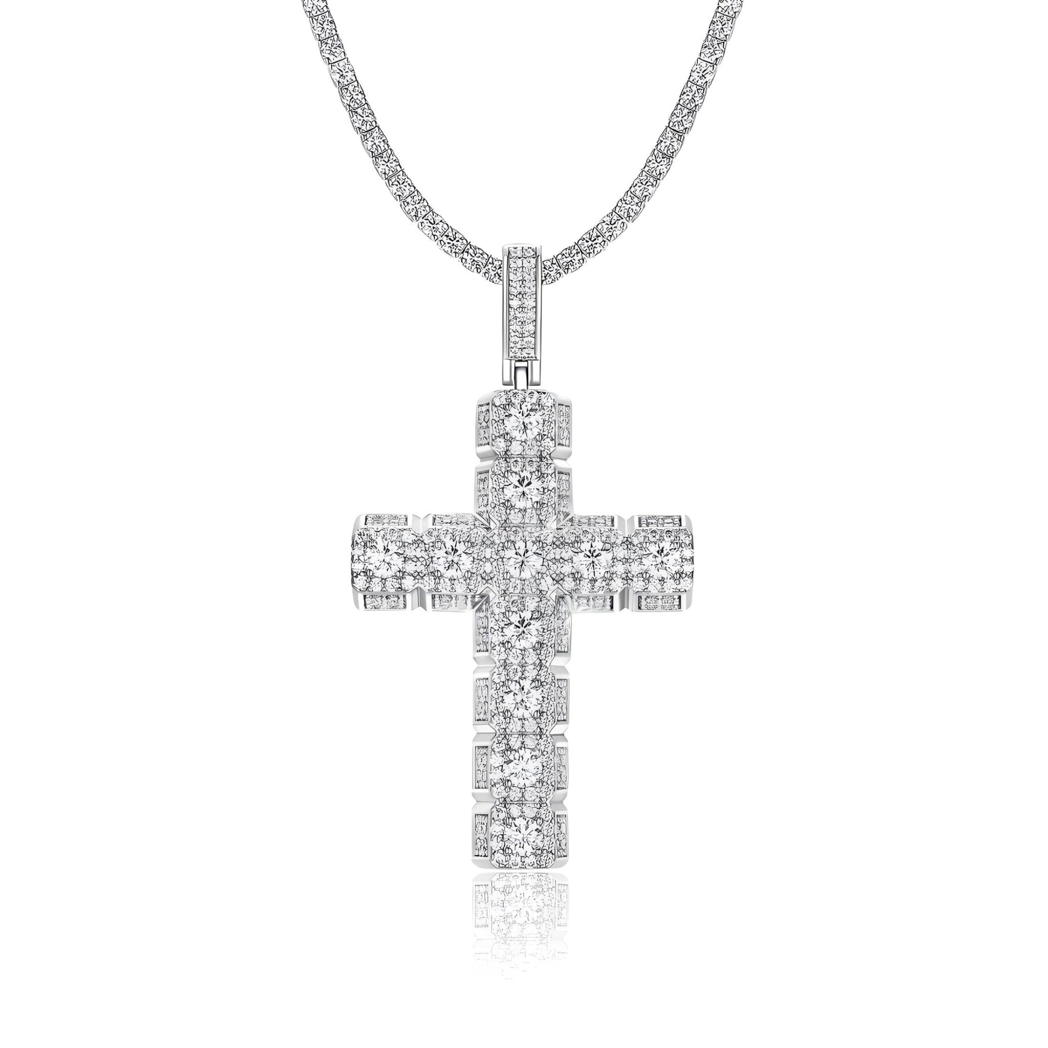 Loop Cross of Moissanite Pave Pendant with Halo Bail (Charm) - La Pretti