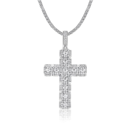Loop Cross of Moissanite Pave Pendant with Halo Bail (Charm) - La Pretti