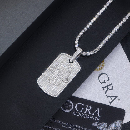 Full Pave Tag of Moissanite Hamsa Pendant in Fatima's Hand (Charm) - La Pretti