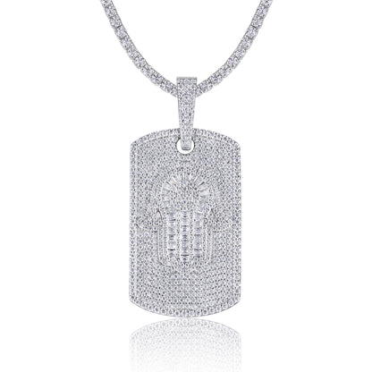Full Pave Tag of Moissanite Hamsa Pendant in Fatima's Hand (Charm) - La Pretti