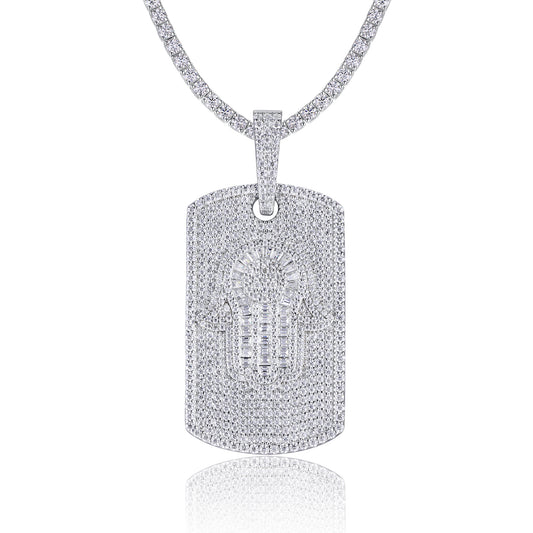 Full Pave Tag of Moissanite Hamsa Pendant in Fatima's Hand (Charm) - La Pretti