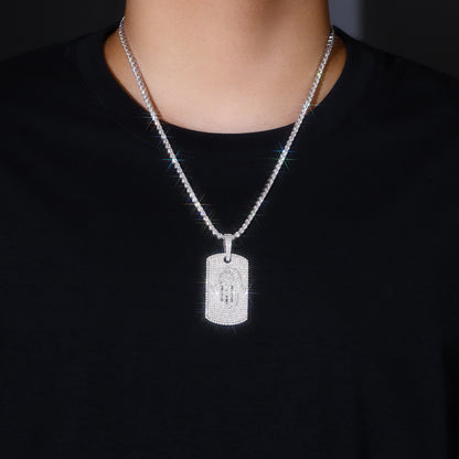 Full Pave Tag of Moissanite Hamsa Pendant in Fatima's Hand (Charm) - La Pretti
