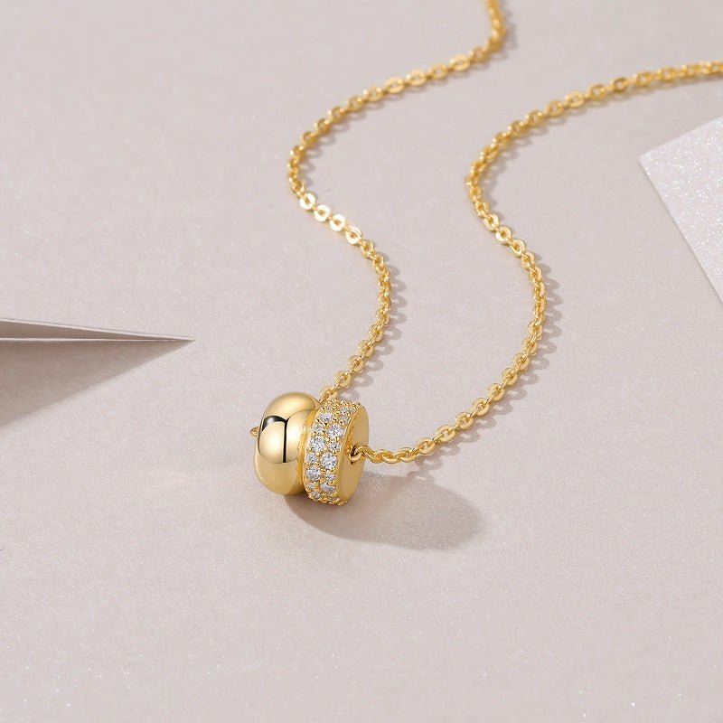 Dome Style Round Moissanite Rondelle Golden Necklace - La Pretti