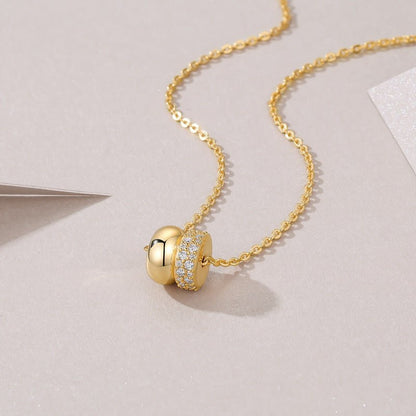 Dome Style Round Moissanite Rondelle Golden Necklace - La Pretti