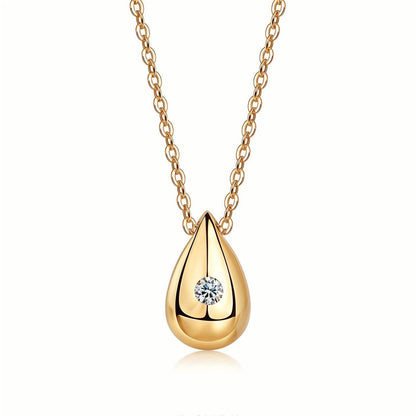 Golden Teardrop of Moissanite Pendant Necklace (0.1ct. ) - La Pretti
