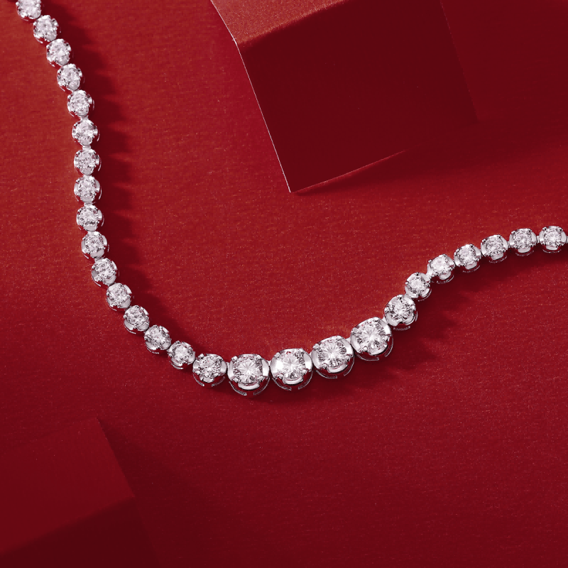 Reviera Moissanite Graduated Tennis Necklace Choker - La Pretti
