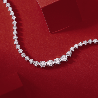 Reviera Moissanite Graduated Tennis Necklace Choker - La Pretti