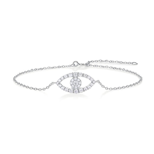 Moissanite Halo Hamsa Bracelet in Pave Setting with Spring Ring Clasp - La Pretti