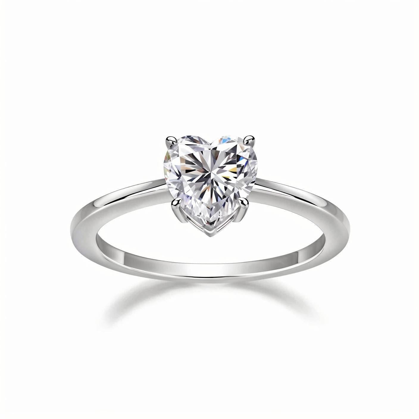 Heart Shaped Moissanite Solitaire Engagement Ring (1ct. ) - La Pretti