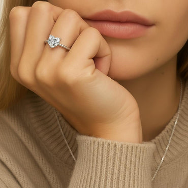 Heart Shaped Moissanite Solitaire Engagement Ring (1ct. ) - La Pretti