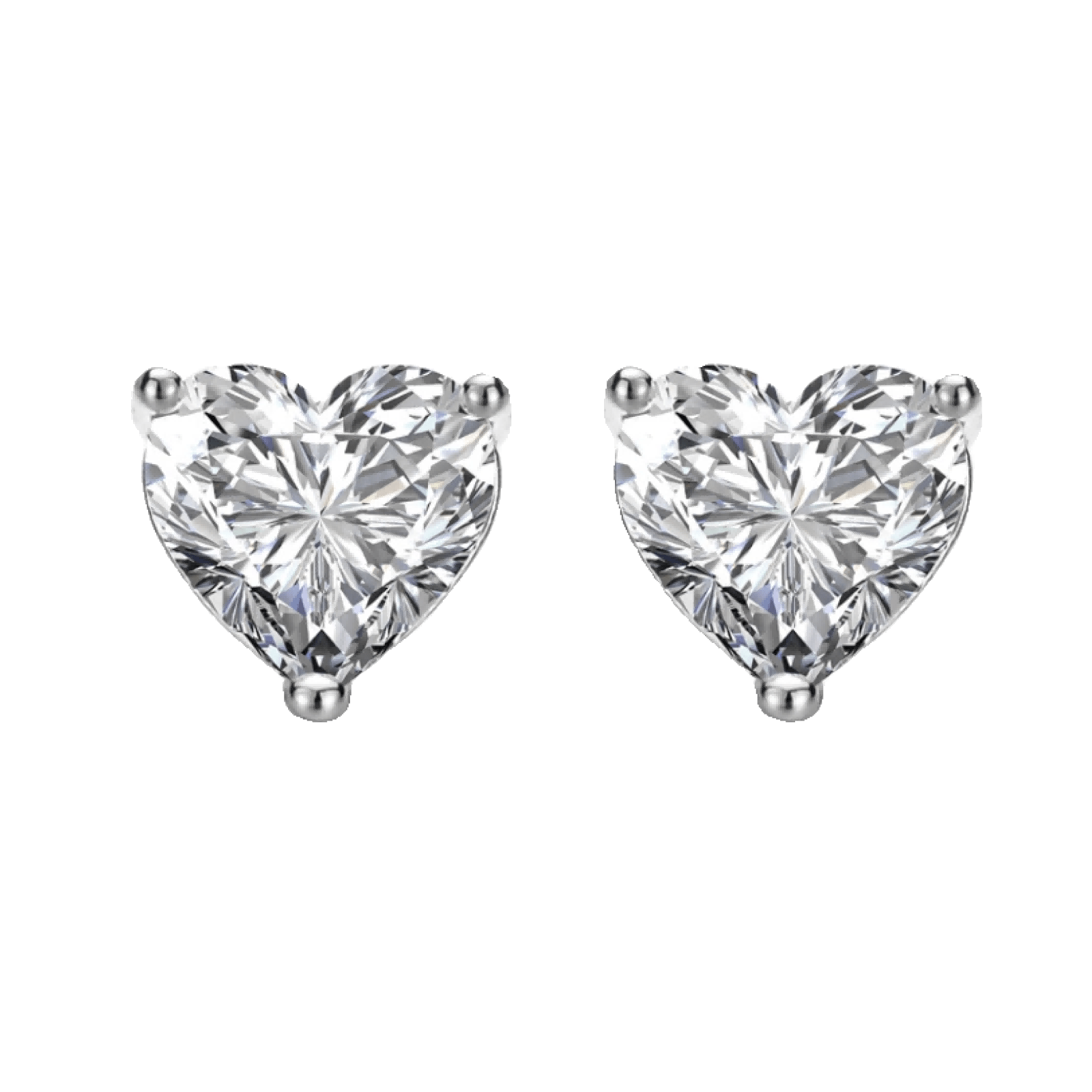 Heart Shaped Moissanite Solitaire Stud Earrings in 18K White Gold Plated Sterling Silver (2ct. ) - La Pretti