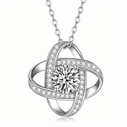 Love Knots Moissanite Pendant Necklace in 18K Gold Plated Sterling Silver (1ct. ) - La Pretti