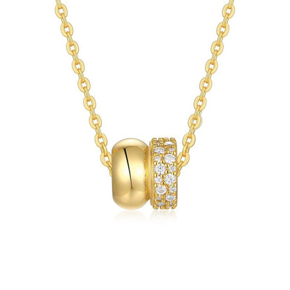 Dome Style Round Moissanite Rondelle Golden Necklace - La Pretti