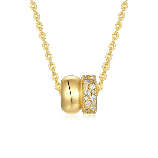 Dome Style Round Moissanite Rondelle Golden Necklace - La Pretti