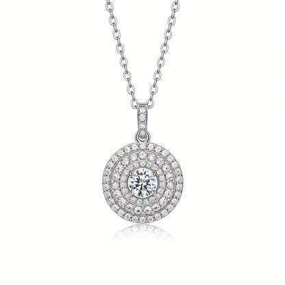 Nested Triple Halo Moissanite Seamless Round Pendant Necklace (0.5ct. ) - La Pretti