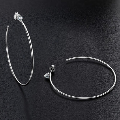 Large Hoop Moissanite Martini Open Threader Earrings in 18K White Gold Plated Sterling Silver (0.6ct. ) - La Pretti