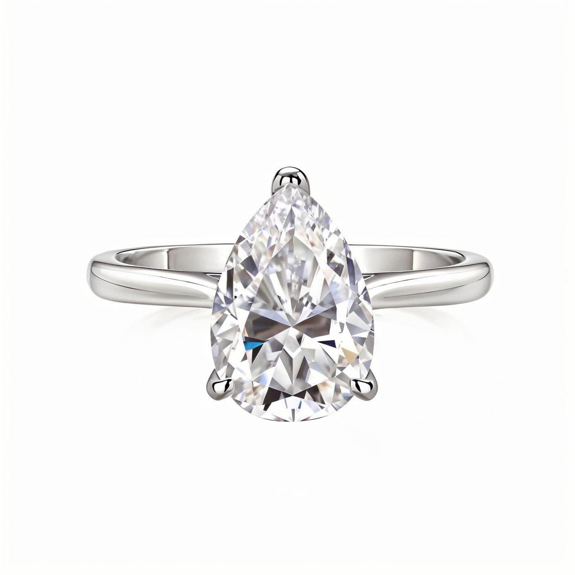 Pear Shaped Moissanite Solitaire Engagement Ring (2.5ct. ) - La Pretti
