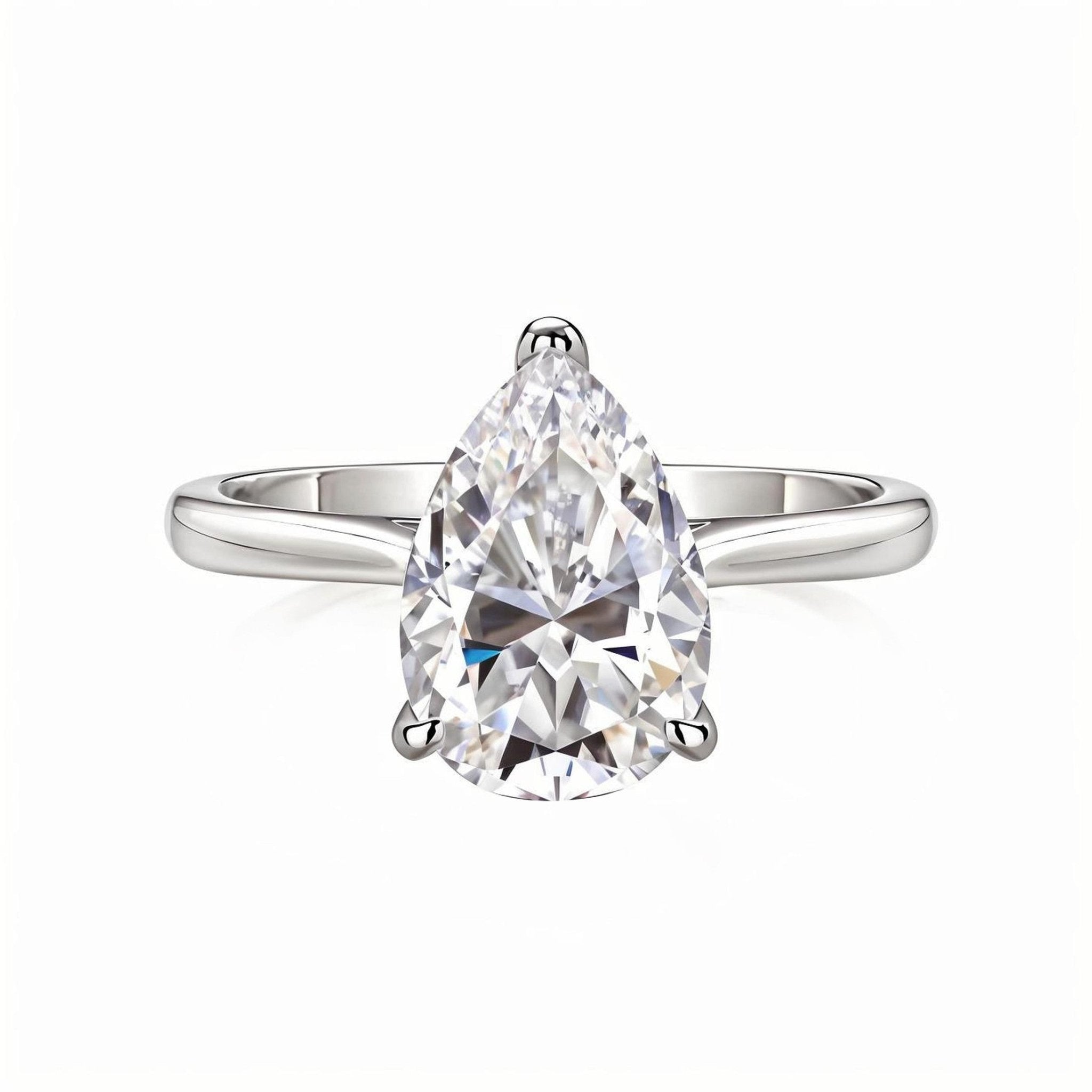 Pear Shaped Moissanite Solitaire Engagement Ring (2.5ct. ) - La Pretti