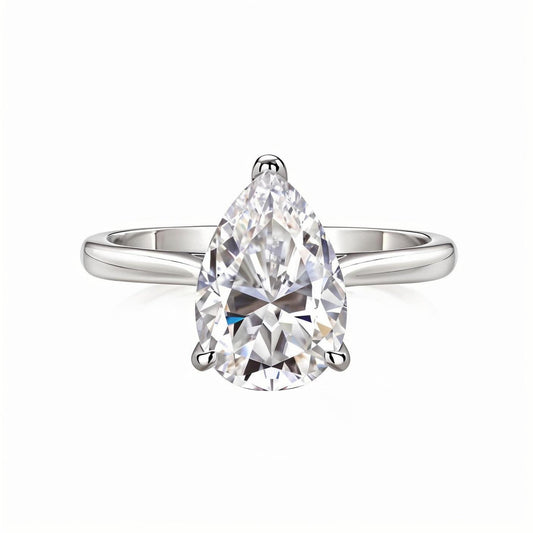 Pear Shaped Moissanite Solitaire Engagement Ring (2.5ct. ) - La Pretti